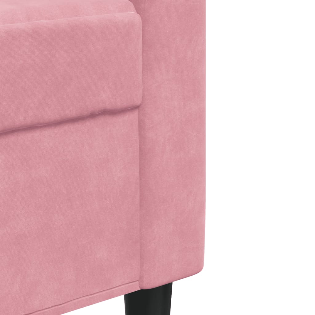 3-dijelni set sofa s jastucima ružičasti baršunasti