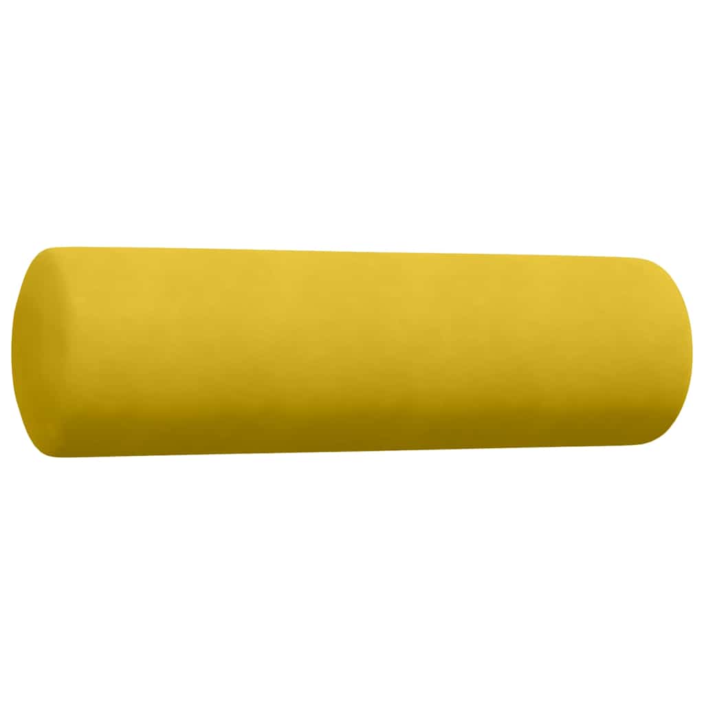 3-dijelni set sofa s jastucima žuti baršunasti