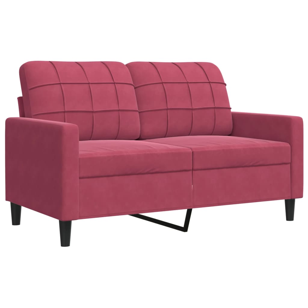 4-dijelni set sofa s jastucima crvena boja vina baršunasti