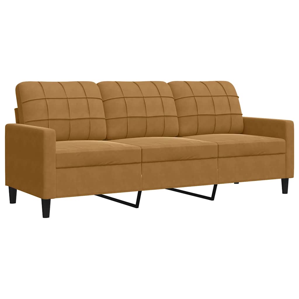 4-dijelni set sofa s jastucima smeđi baršunasti