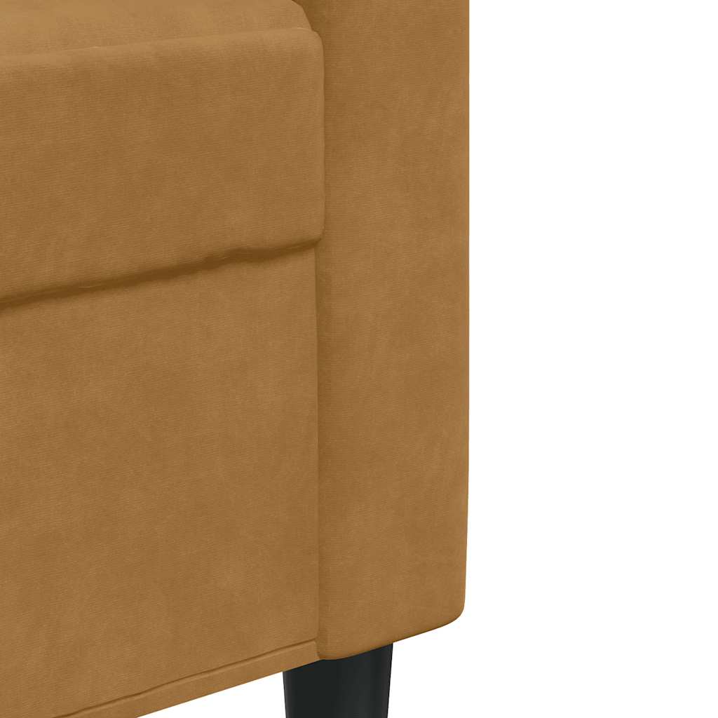 4-dijelni set sofa s jastucima smeđi baršunasti