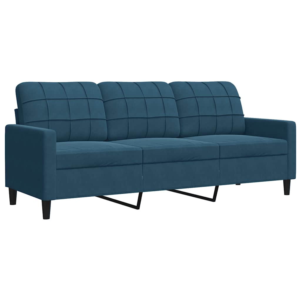 4-dijelni set sofa s jastucima plavi baršunasti