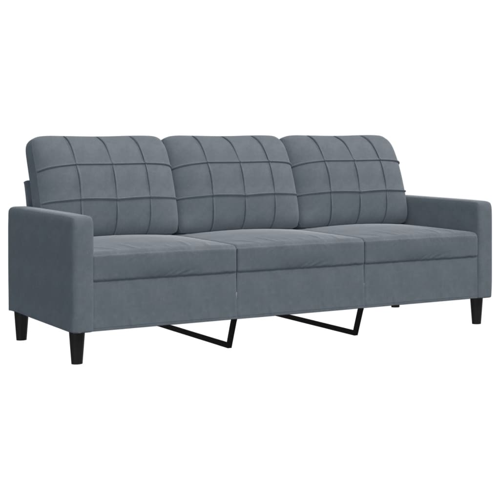 2-dijelni set sofa s jastucima tamnosivi baršunasti
