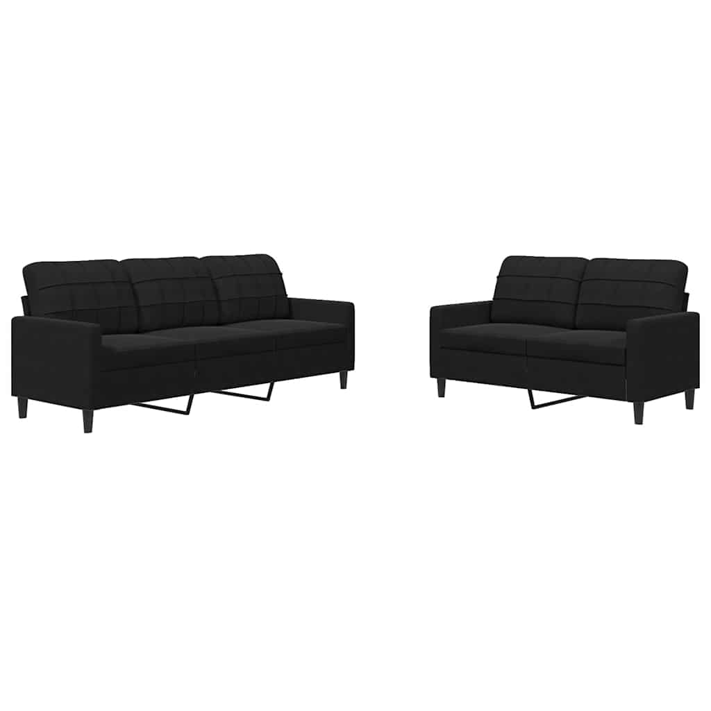 2-dijelni set sofa s jastucima crni baršunasti