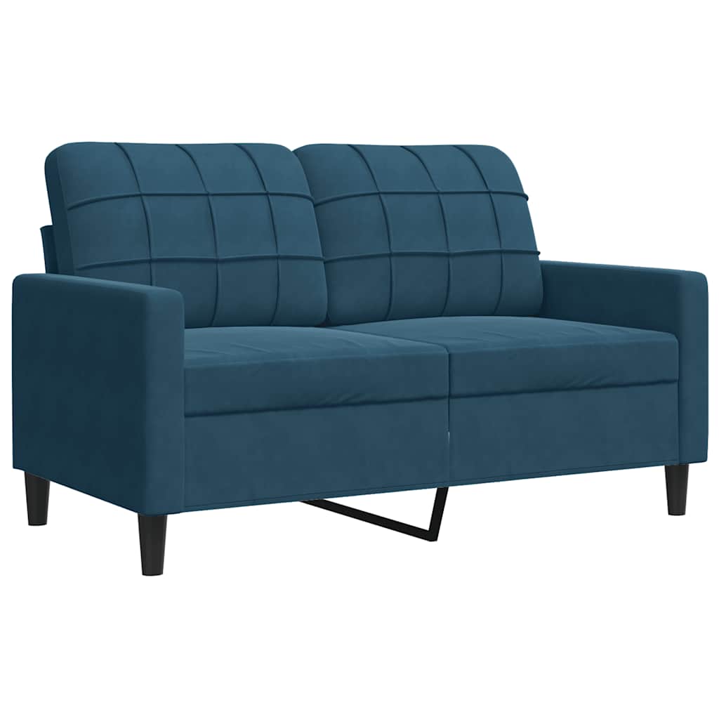 2-dijelni set sofa s jastucima plavi baršunasti