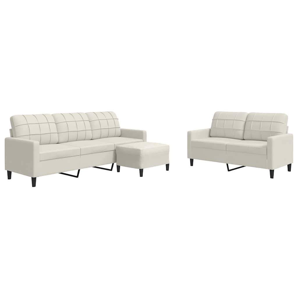3-dijelni set sofa s jastucima krem baršunasti