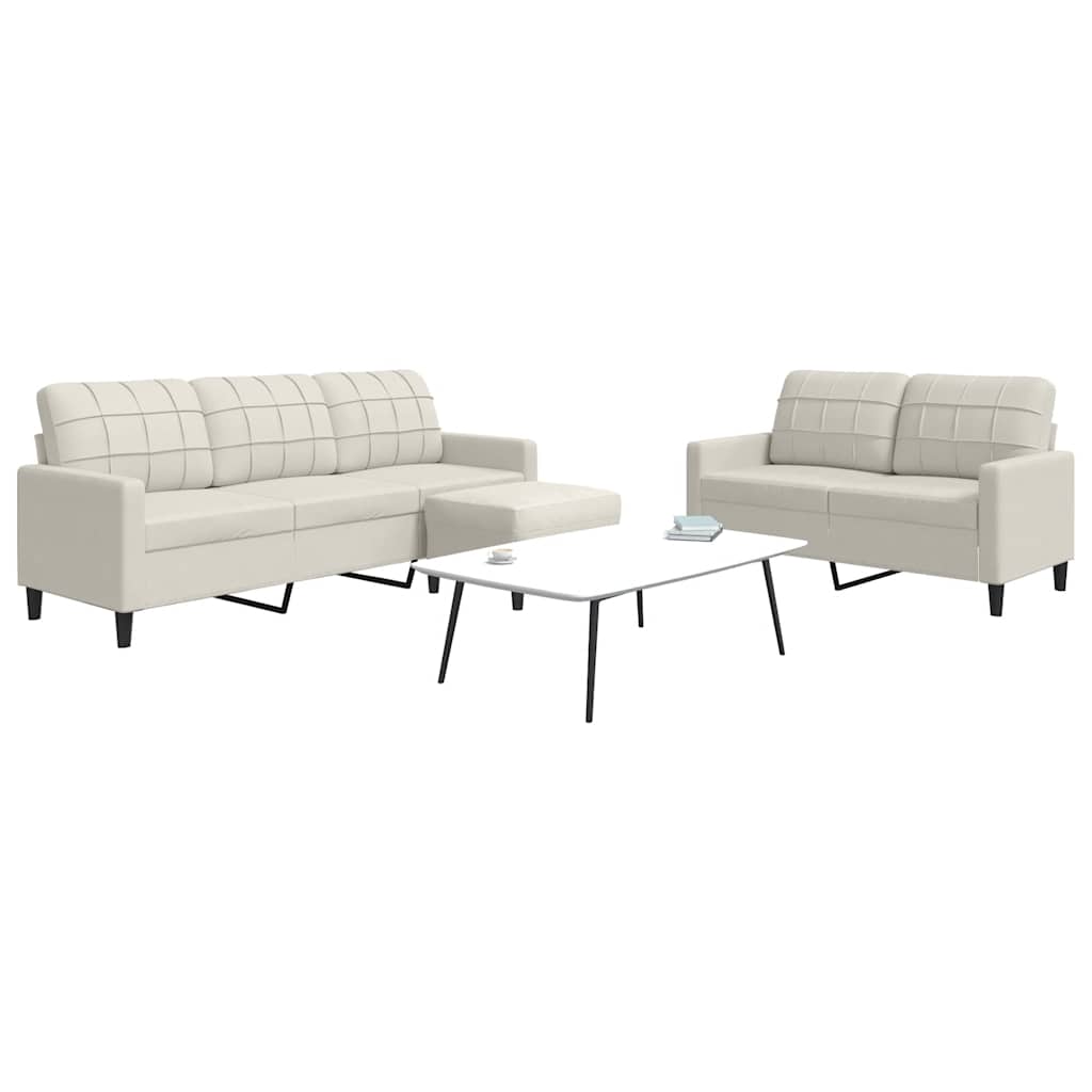 3-dijelni set sofa s jastucima krem baršunasti
