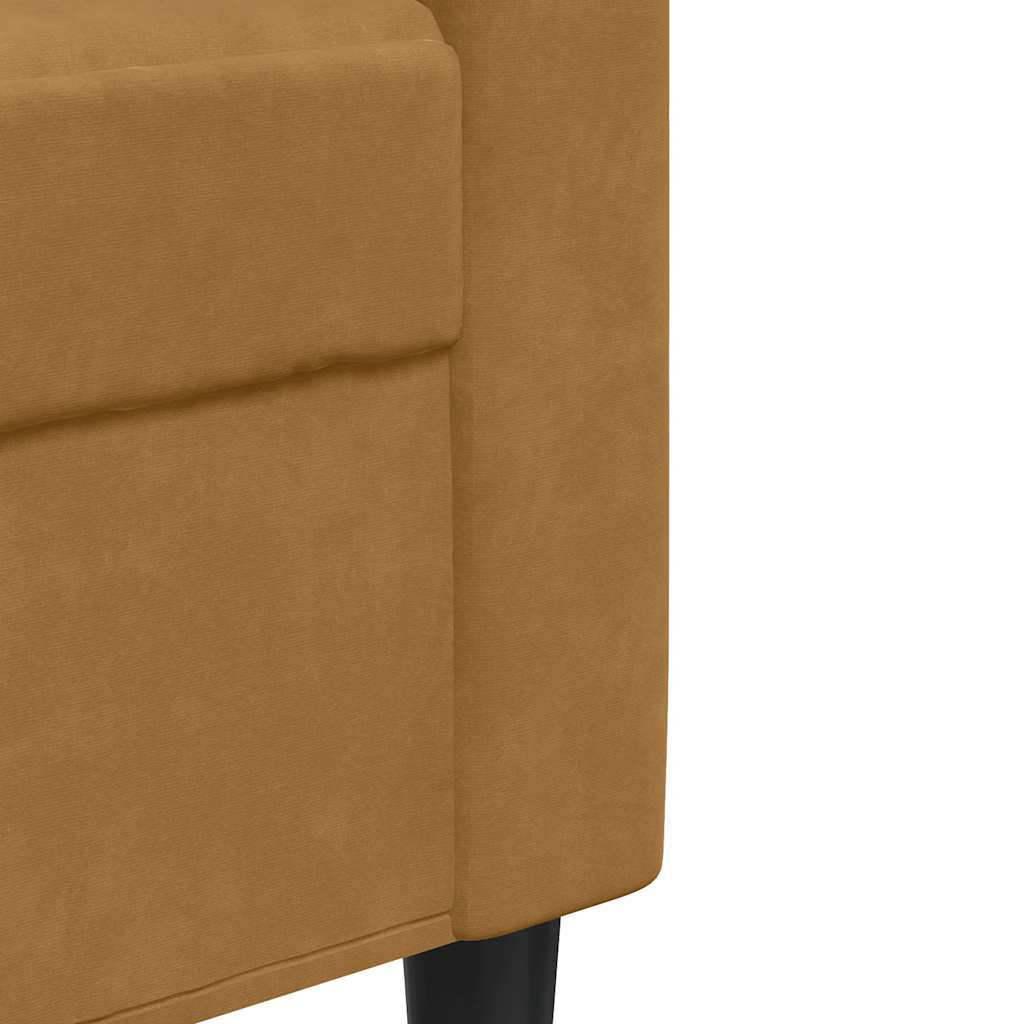 2-dijelni set sofa s jastucima smeđi baršunasti