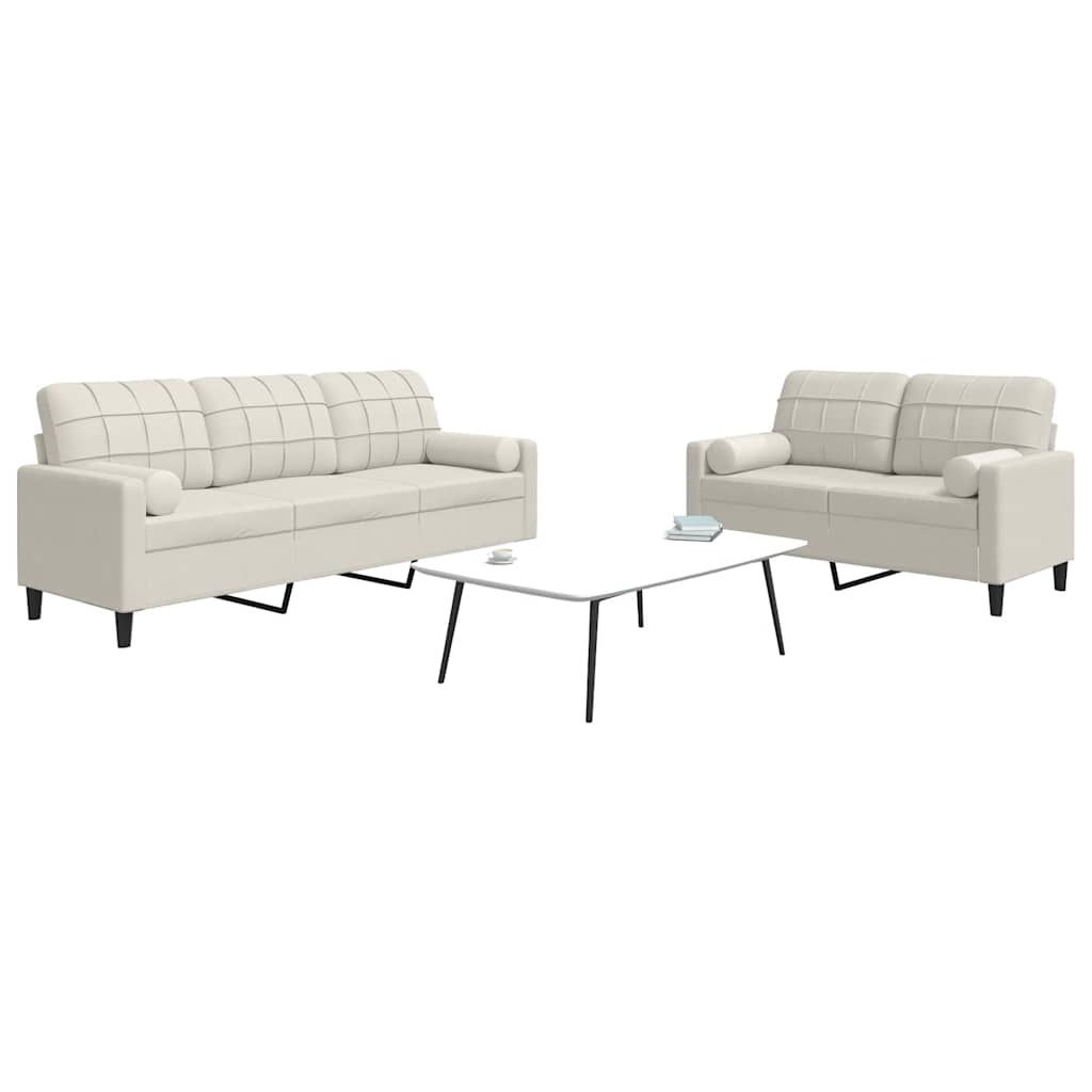 2-dijelni set sofa s jastucima krem baršunasti