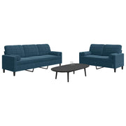 2-dijelni set sofa s jastucima plavi baršunasti