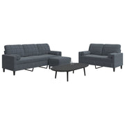 3-dijelni set sofa s jastucima tamnosivi baršunasti