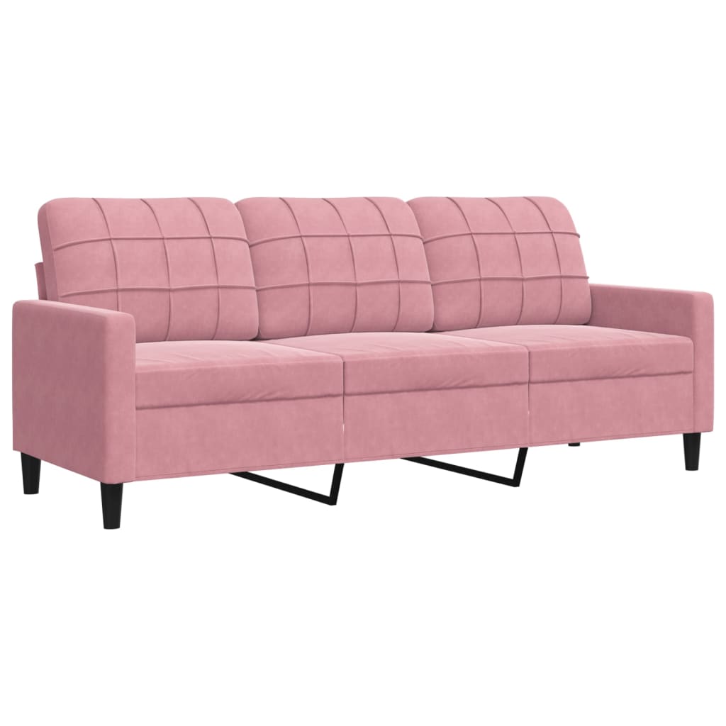 3-dijelni set sofa s jastucima ružičasti baršunasti