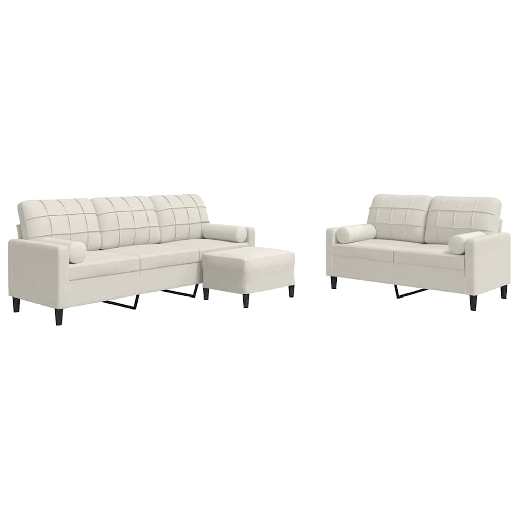 3-dijelni set sofa s jastucima krem baršunasti