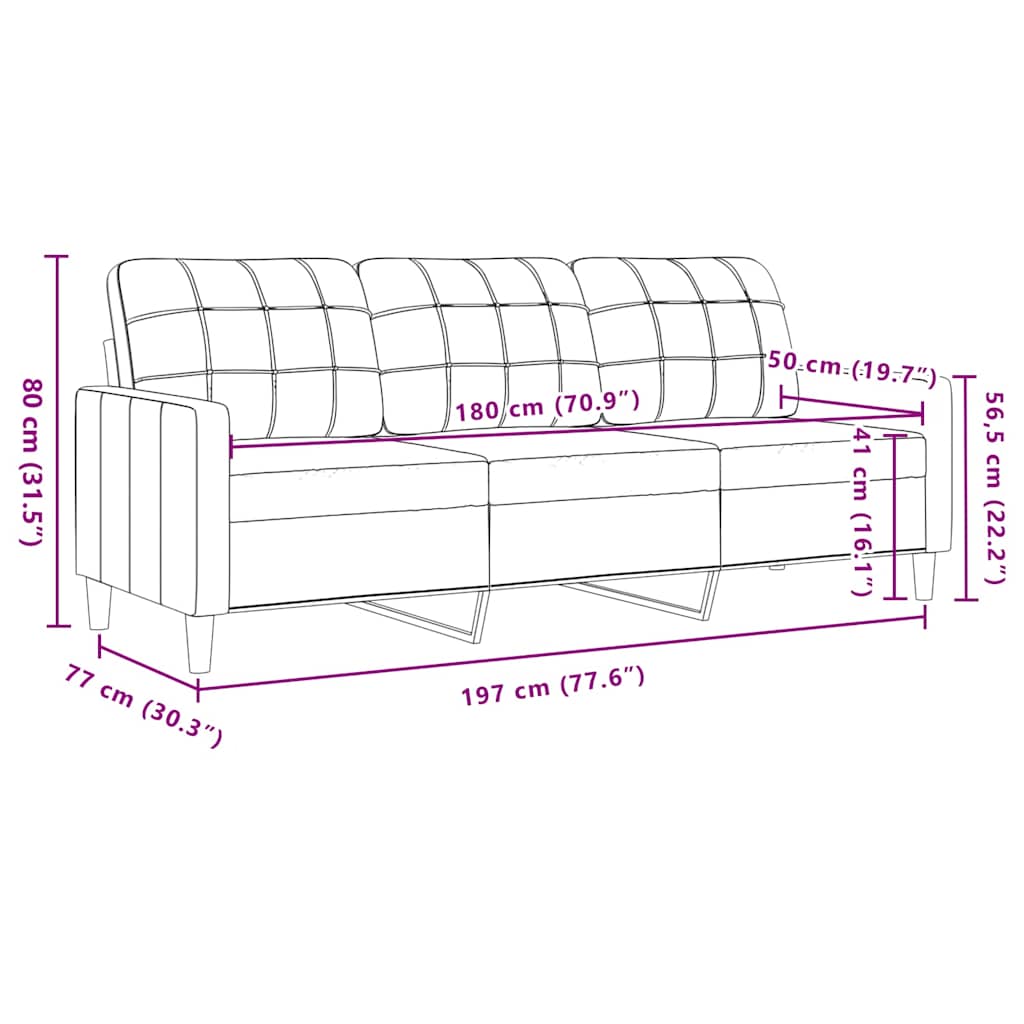 3-dijelni set sofa s jastucima krem baršunasti