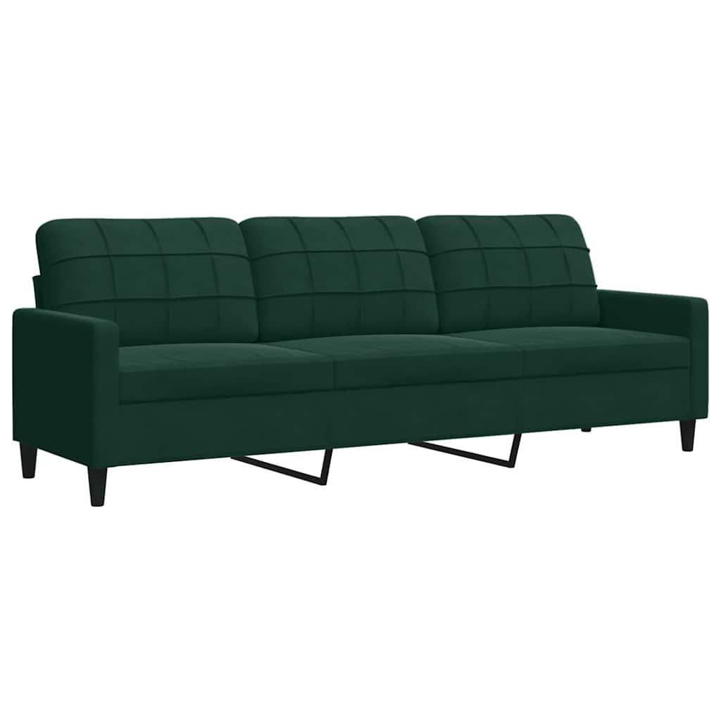 3-dijelni set sofa s jastucima tamnozeleni baršunasti