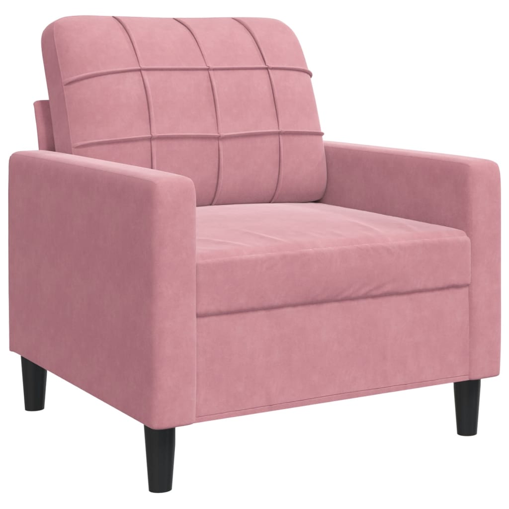 3-dijelni set sofa s jastucima ružičasti baršunasti