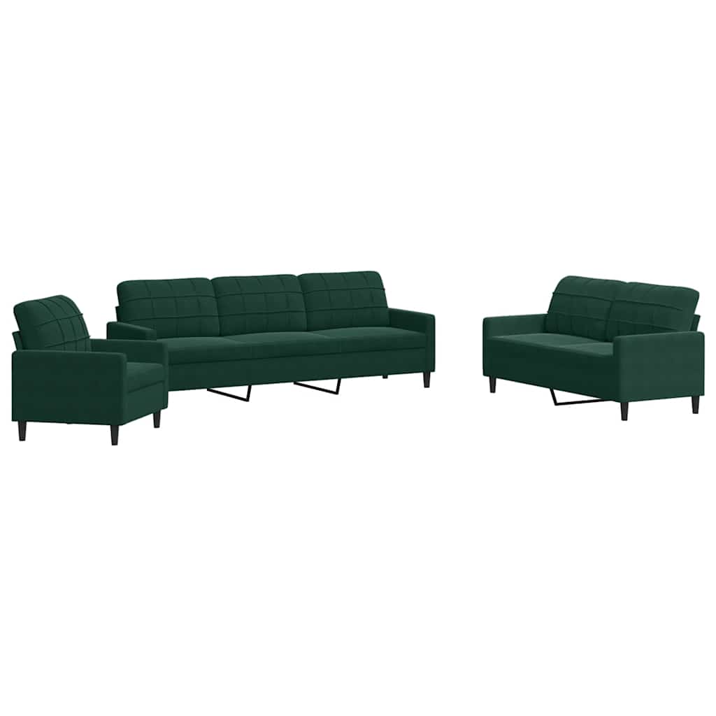 4-dijelni set sofa s jastucima tamnozeleni baršunasti
