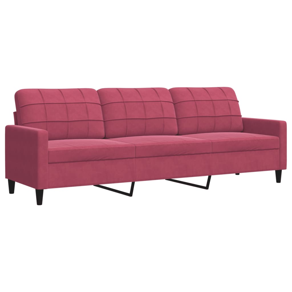 4-dijelni set sofa s jastucima crvena boja vina baršunasti