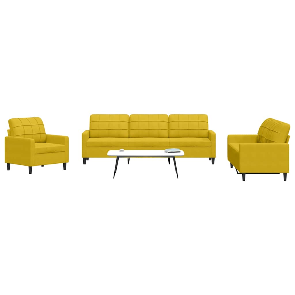 4-dijelni set sofa s jastucima žuti baršunasti