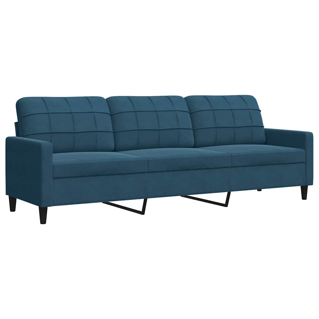 4-dijelni set sofa s jastucima plavi baršunasti
