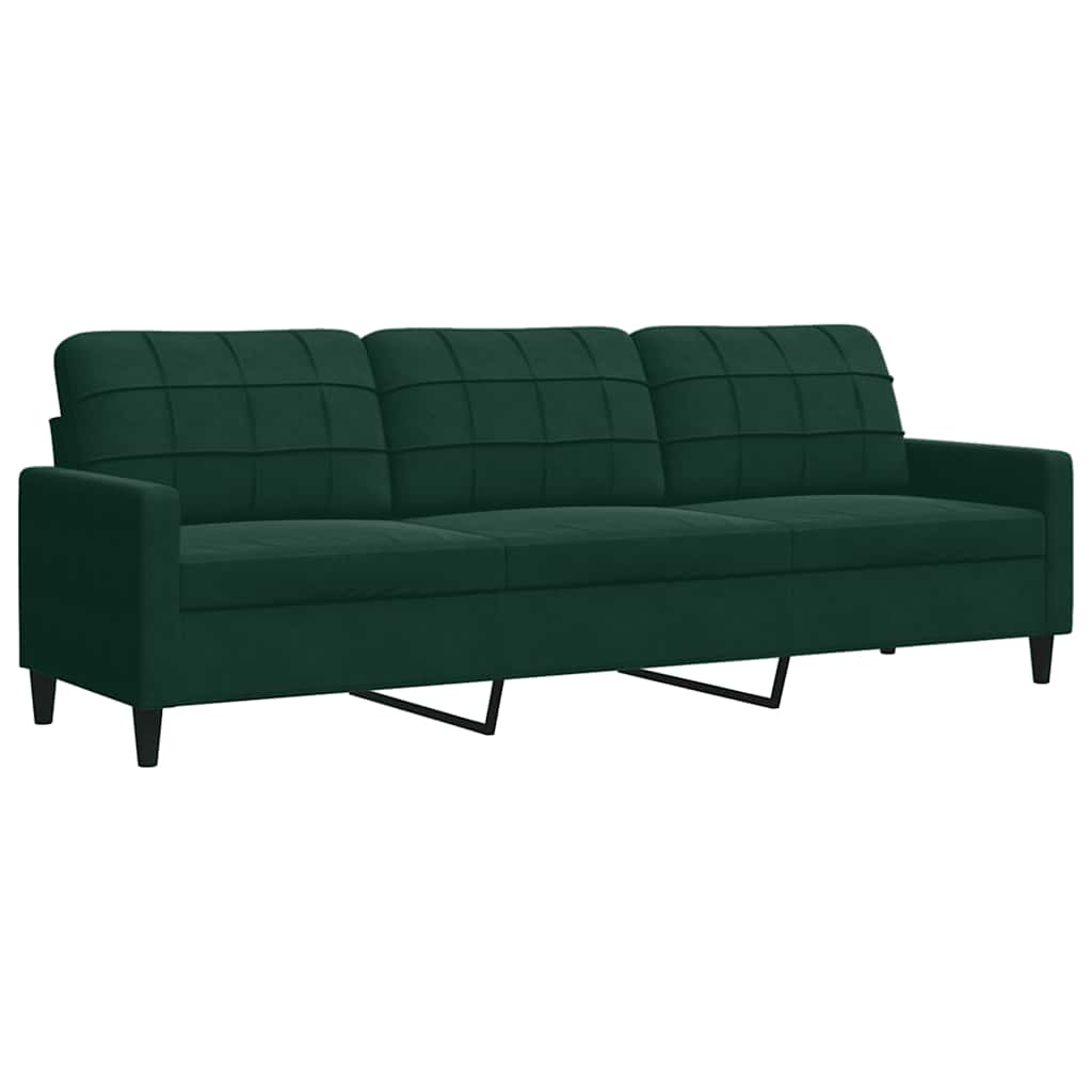 3-dijelni set sofa s jastucima tamnozeleni baršunasti