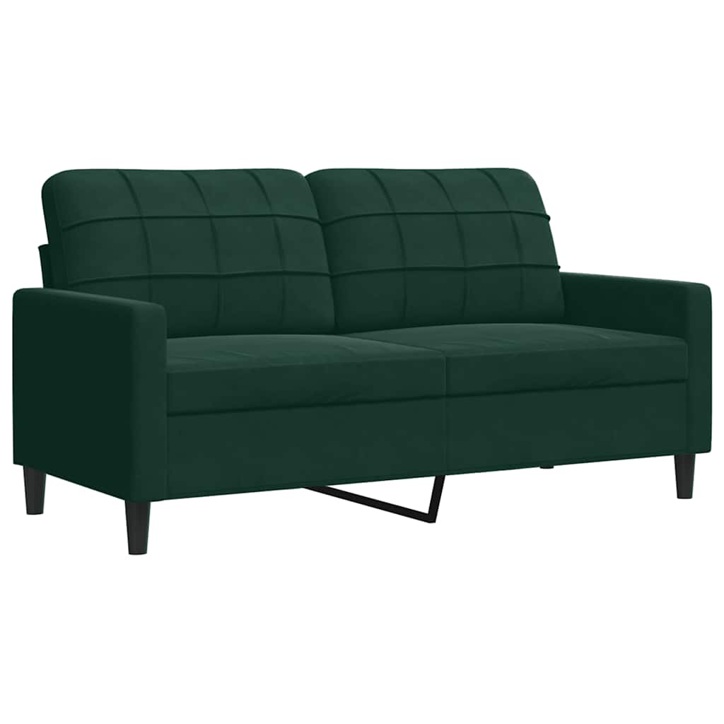 3-dijelni set sofa s jastucima tamnozeleni baršunasti