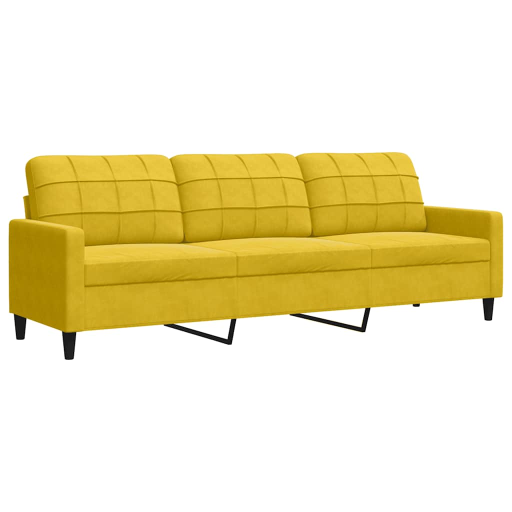 3-dijelni set sofa s jastucima žuti baršunasti