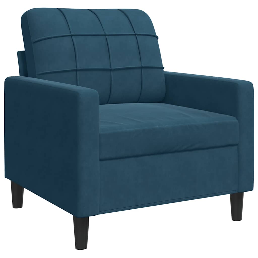 3-dijelni set sofa s jastucima plavi baršunasti