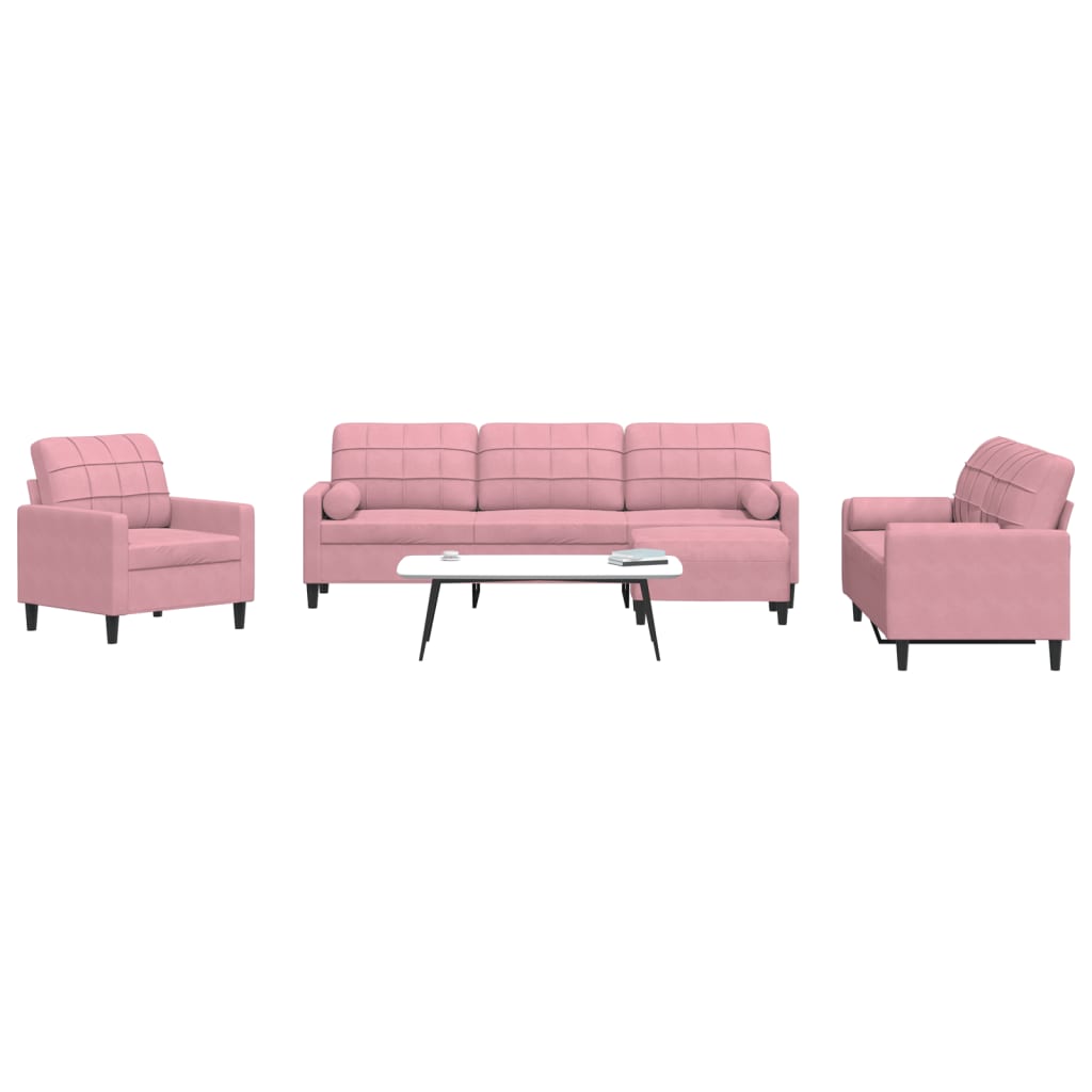 4-dijelni set sofa s jastucima baršunasti