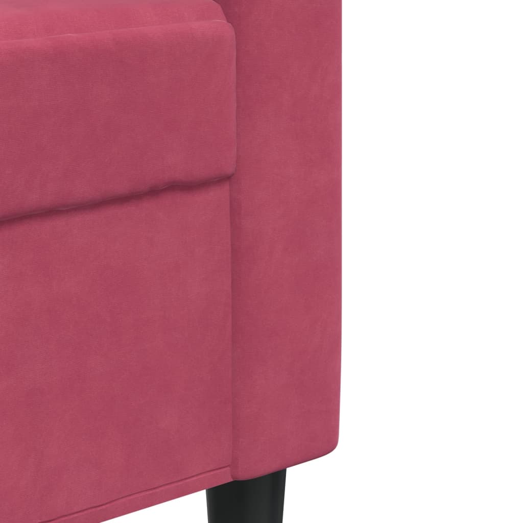 4-dijelni set sofa s jastucima crvena boja vina baršunasti