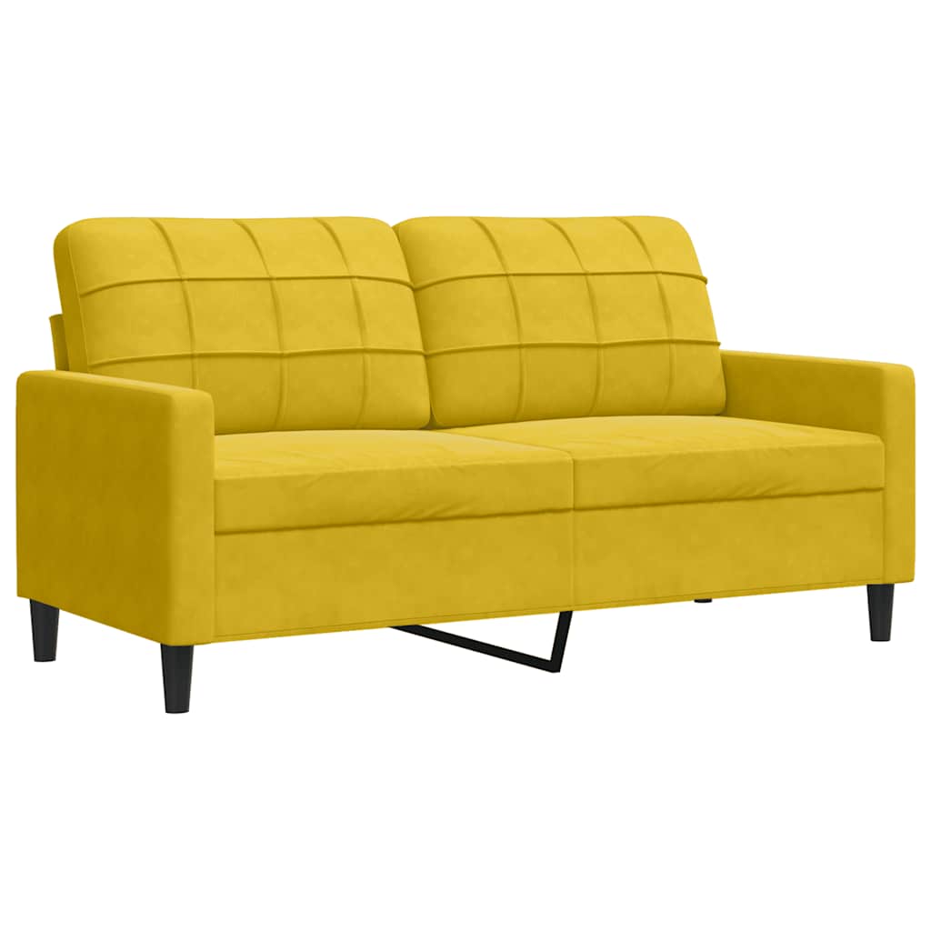 2-dijelni set sofa s jastucima žuti baršunasti