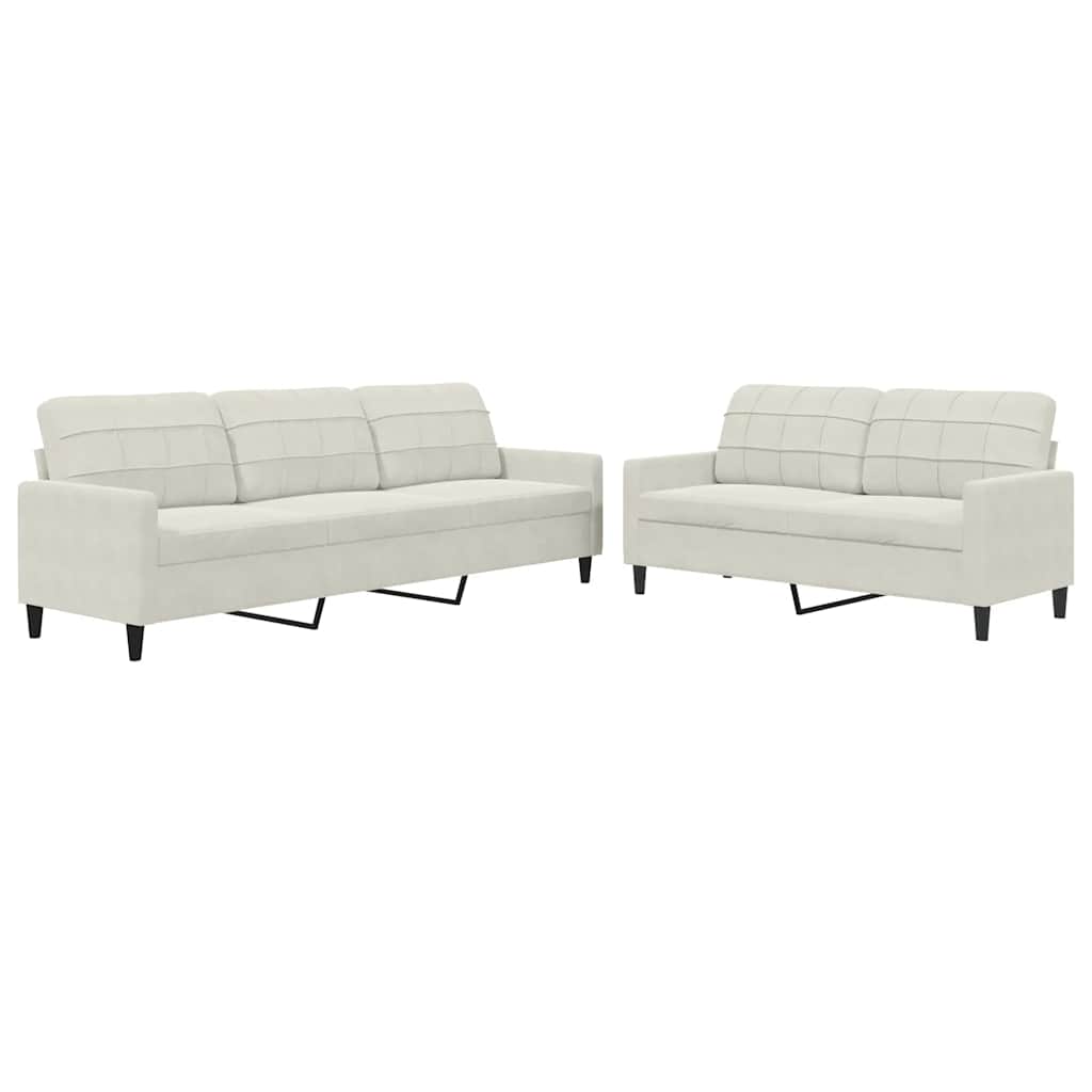 2-dijelni set sofa s jastucima krem baršunasti