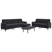 3-dijelni set sofa s jastucima crni baršunasti