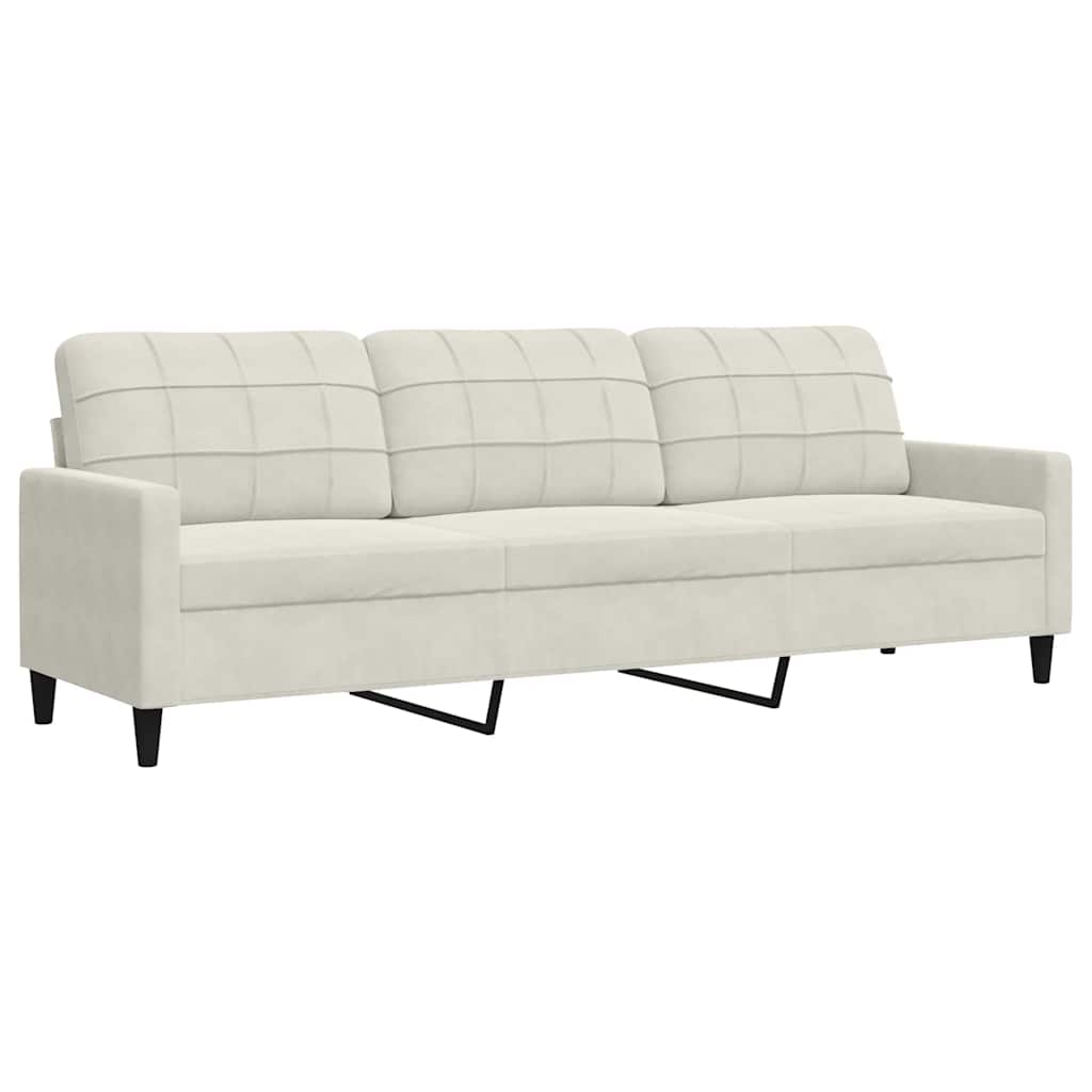 3-dijelni set sofa s jastucima krem baršunasti