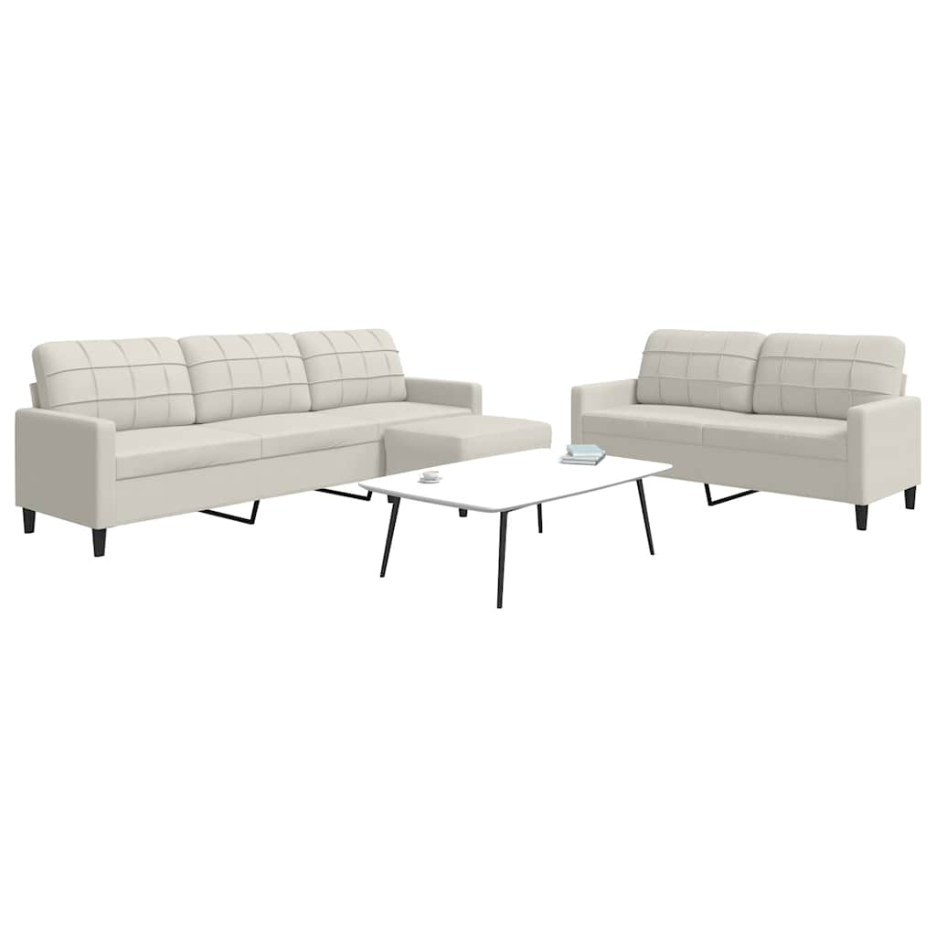 3-dijelni set sofa s jastucima krem baršunasti
