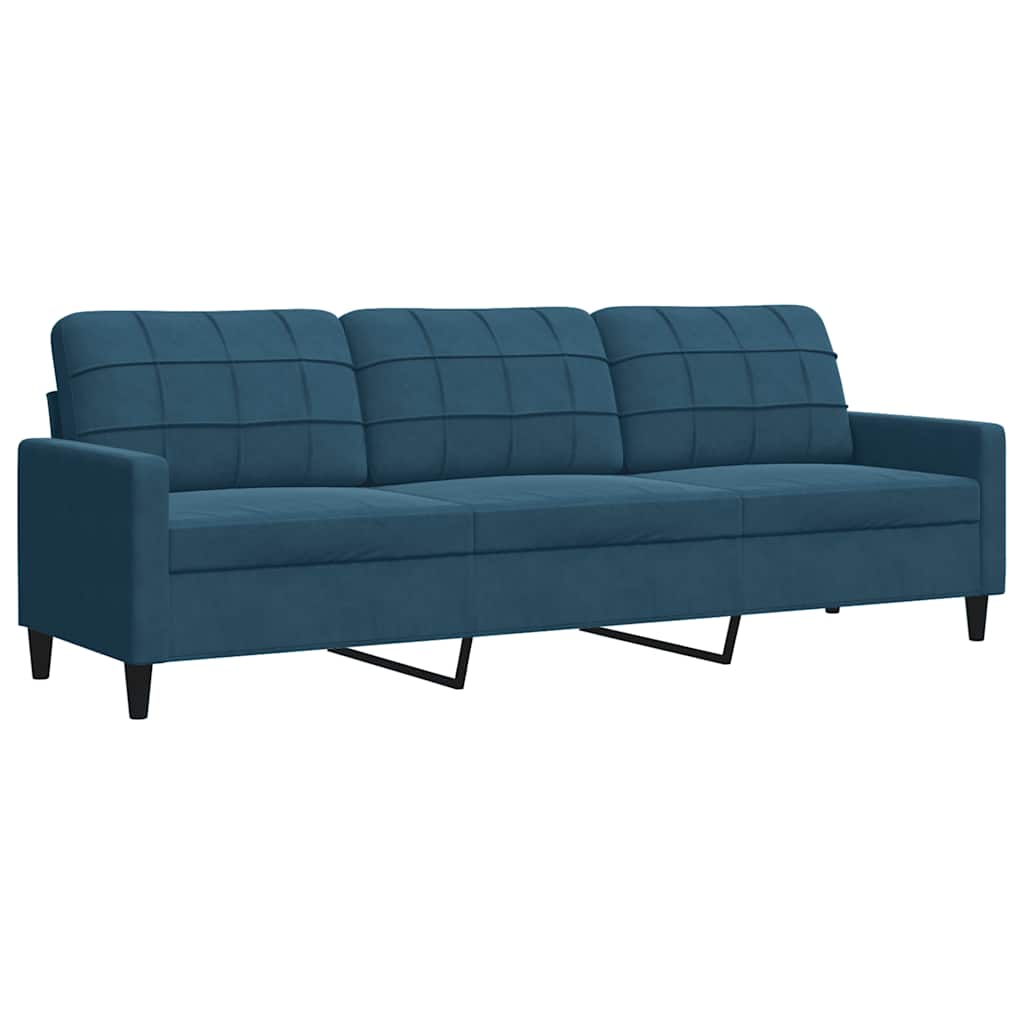 3-dijelni set sofa s jastucima plavi baršunasti