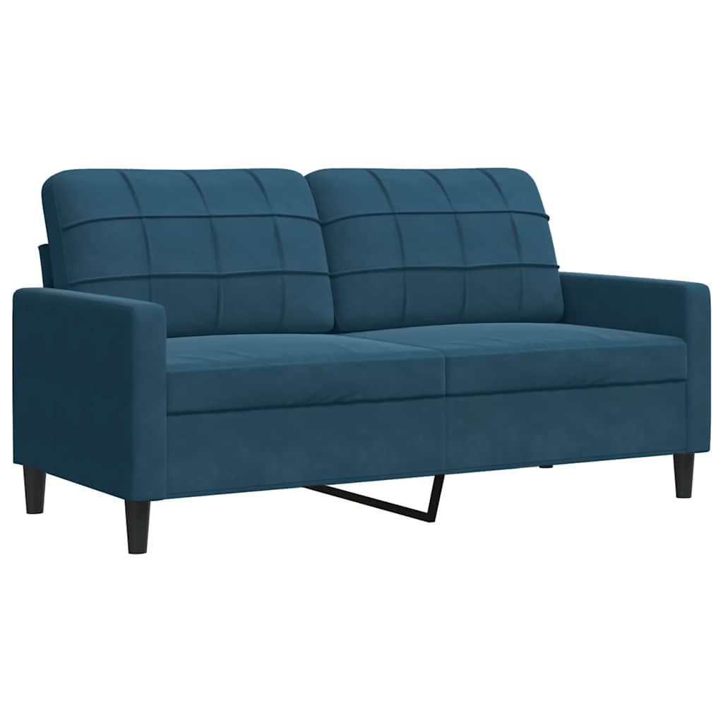 3-dijelni set sofa s jastucima plavi baršunasti