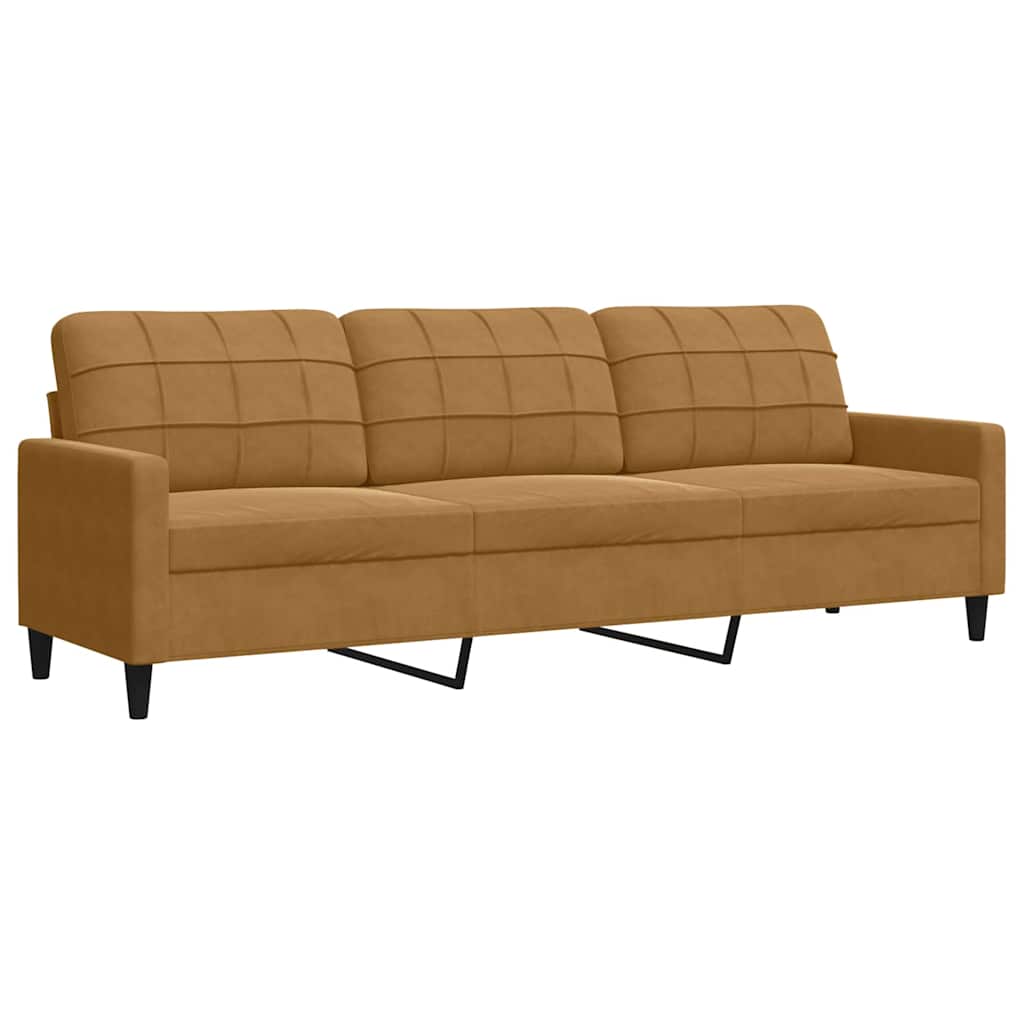 2-dijelni set sofa s jastucima smeđi baršunasti