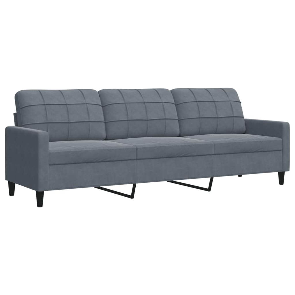 3-dijelni set sofa s jastucima tamnosivi baršunasti