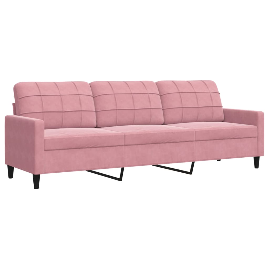 3-dijelni set sofa s jastucima ružičasti baršunasti