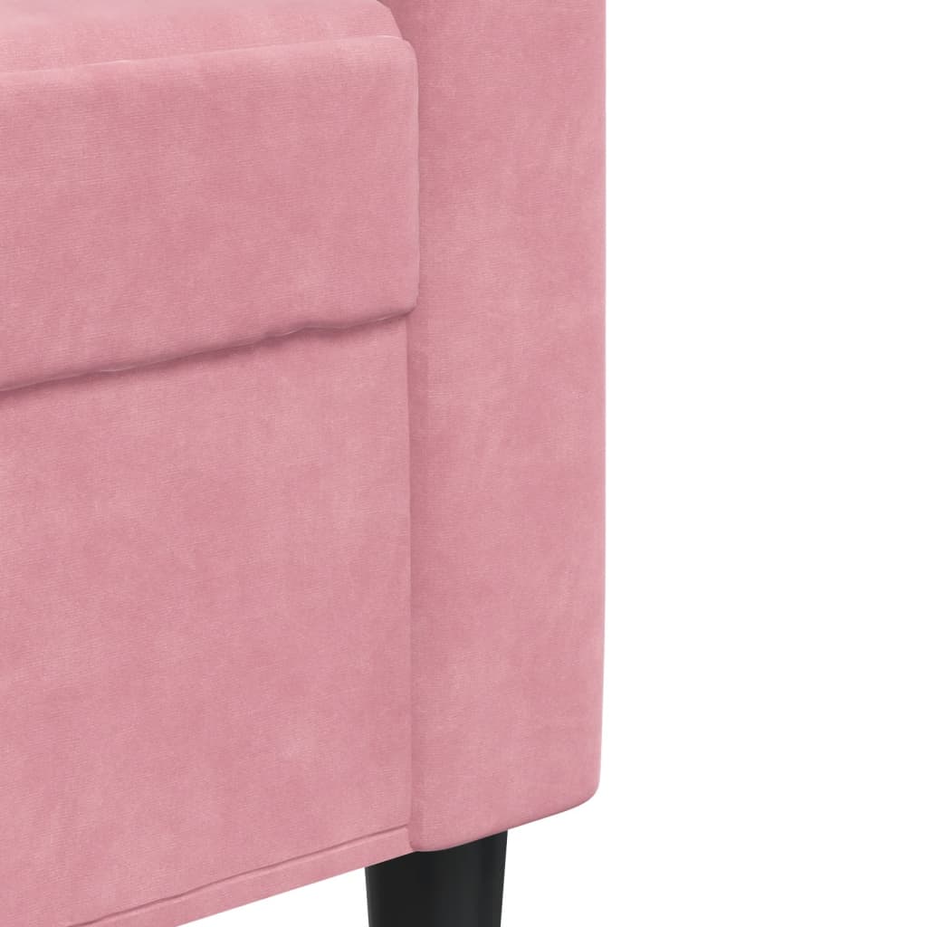 3-dijelni set sofa s jastucima ružičasti baršunasti