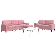 3-dijelni set sofa s jastucima ružičasti baršunasti