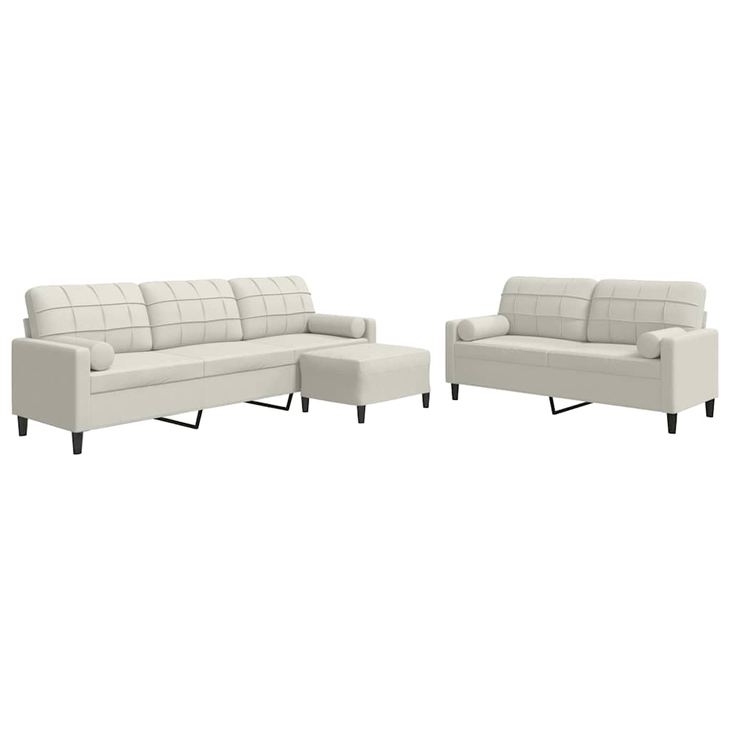 3-dijelni set sofa s jastucima krem baršunasti