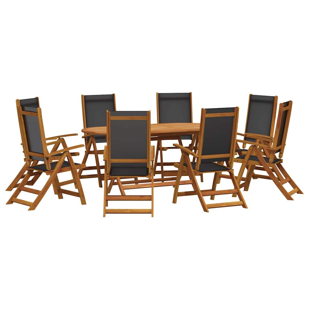 9-dijelni vrtni blagovaonski set od drva bagrema i tekstilena