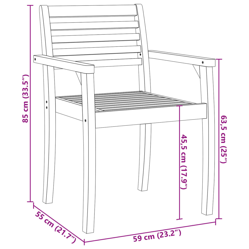 Vrtne stolice 6 kom 59x55x85 cm od masivnog bagremovog drva
