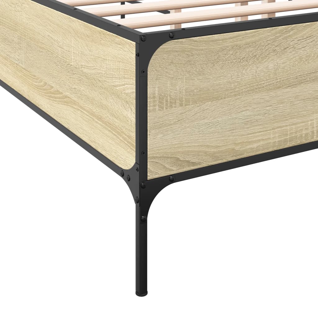 Okvir za krevet boja hrasta 200x200cm konstruirano drvo i metal