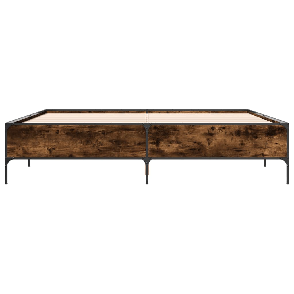 Okvir za krevet boja hrasta 200x200cm konstruirano drvo i metal