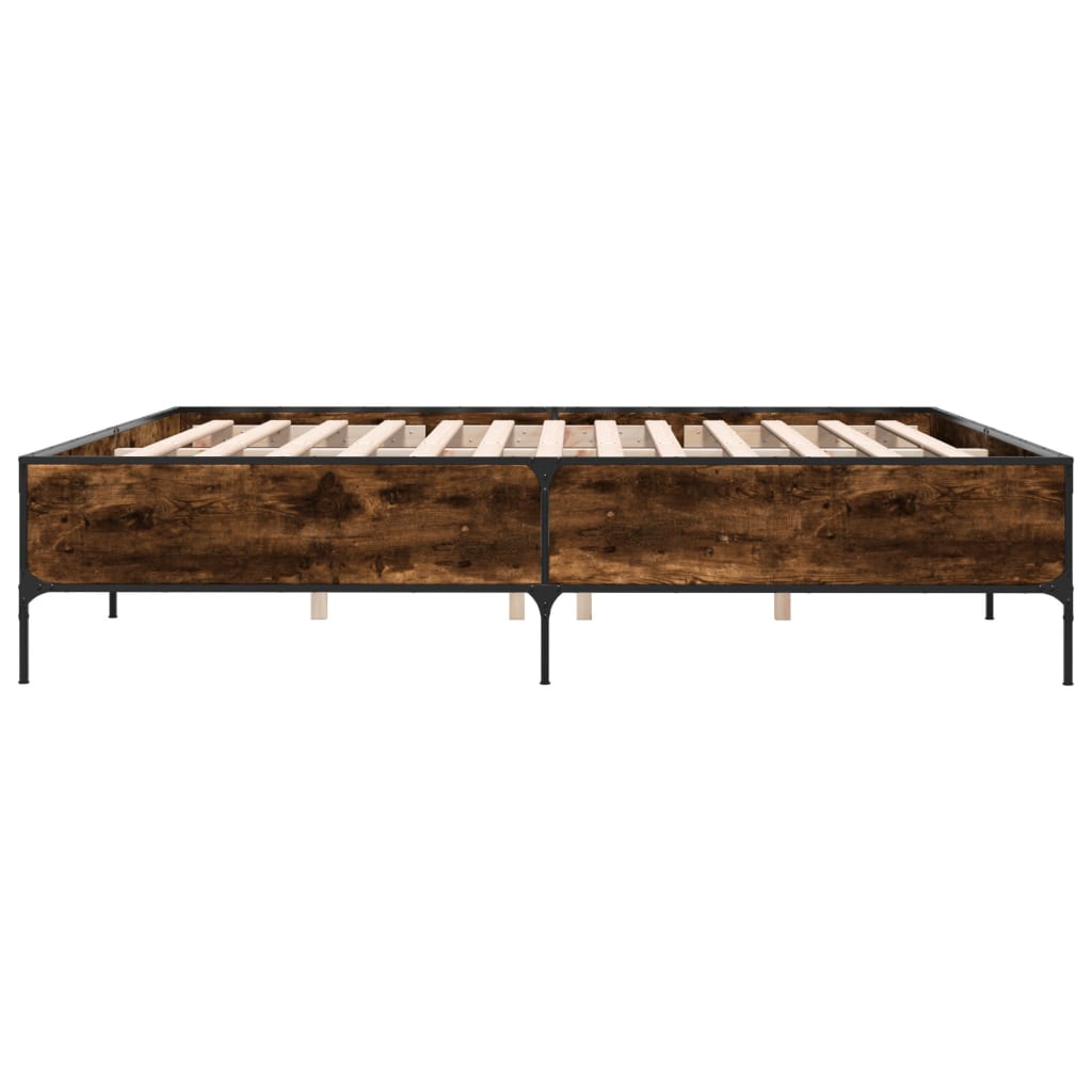 Okvir za krevet boja hrasta 200x200cm konstruirano drvo i metal
