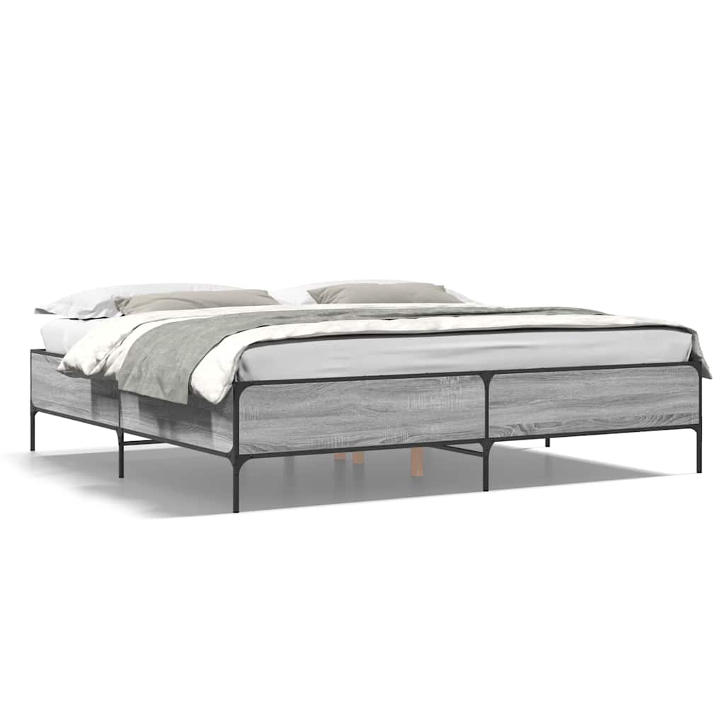 Okvir za krevet boja hrasta 200x200cm konstruirano drvo i metal