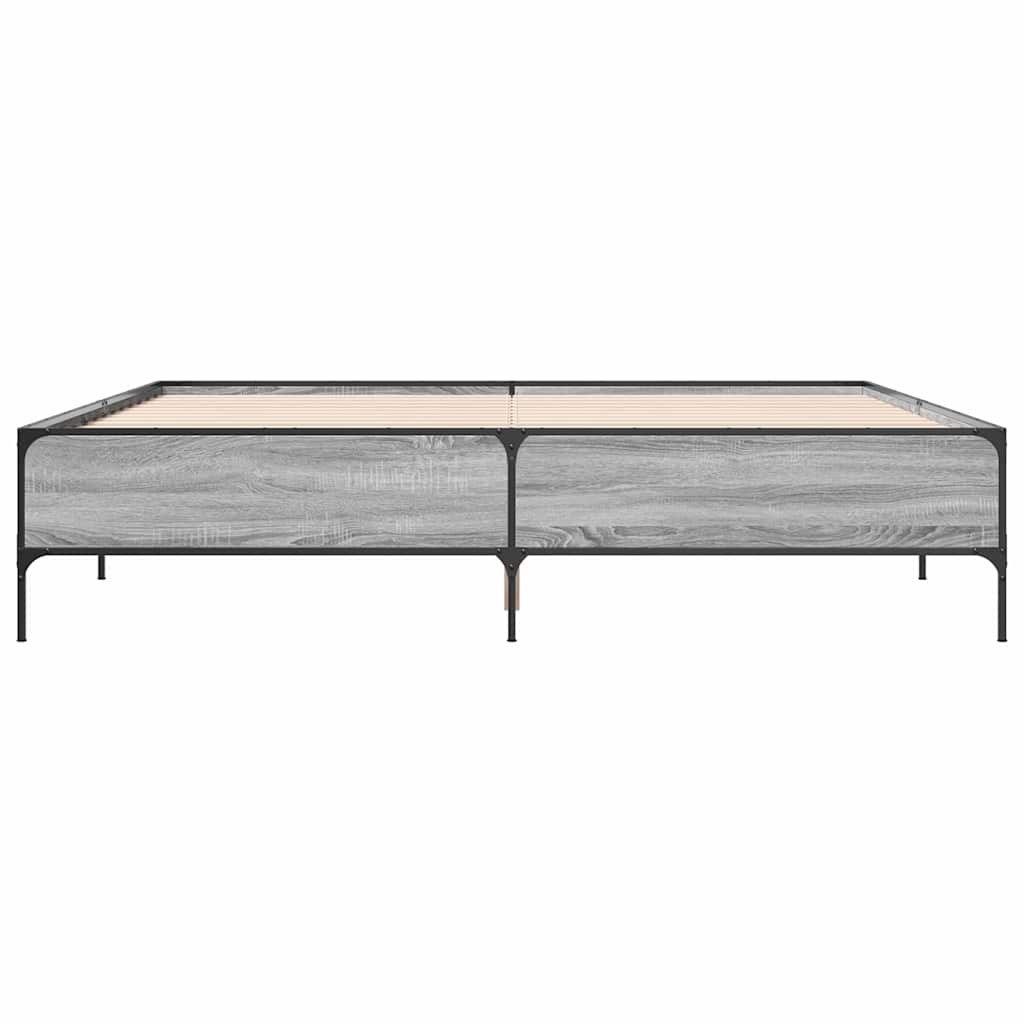 Okvir za krevet boja hrasta 200x200cm konstruirano drvo i metal
